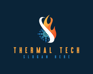 Fire Snowflake Thermal logo design