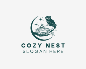 Nest - Owl Bird Nest logo design