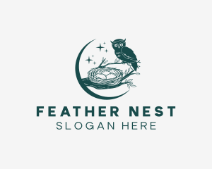 Owl Bird Nest logo design