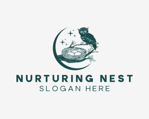 Owl Bird Nest logo design