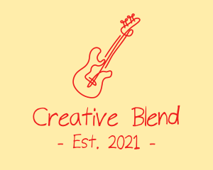 Composition - Red Electric Guitar Monoline logo design
