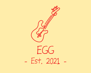 Rockstar - Red Electric Guitar Monoline logo design