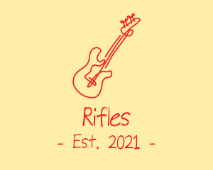 Doodle - Red Electric Guitar Monoline logo design