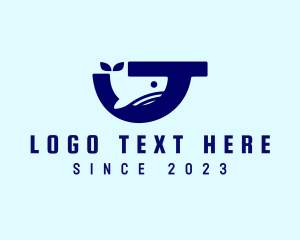 Waterpark - Whale Fish Letter J logo design