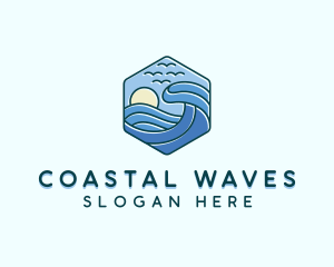 Beach Sea Waves logo design