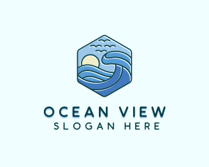 Beach Sea Waves logo design