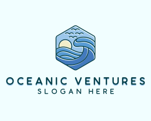 Beach Sea Waves logo design