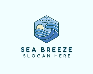 Beach Sea Waves logo design