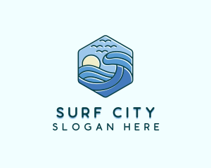 Beach Sea Waves logo design