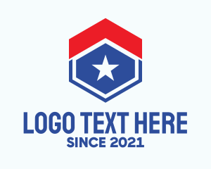 American - Hexagon Patriot House logo design