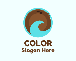 Tropical - Brown Coconut Wave logo design