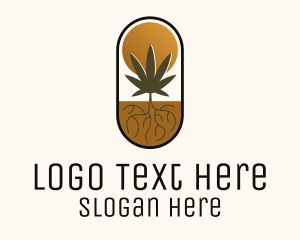Sun - Hemp Farm Badge logo design