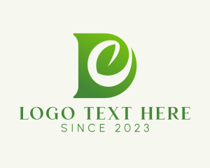 Vegan - Organic Leaf Gardening Letter D logo design