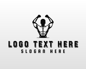 Training - Muscular Man Bodybuilder logo design