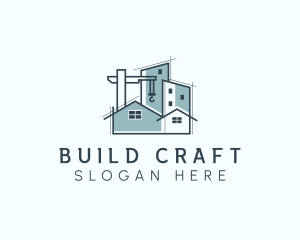 House Construction Crane Building logo design