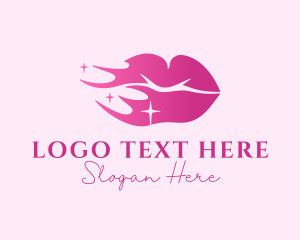 Lipstick - Pink Shiny Lips logo design