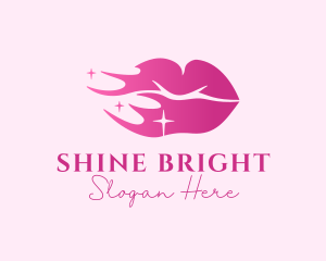 Glossy - Pink Shiny Lips logo design