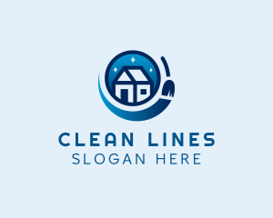 House Broom Sweeping logo design