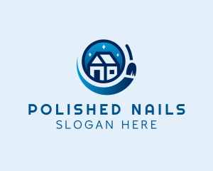 House Broom Sweeping logo design