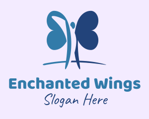 Human Butterfly Wings  logo design