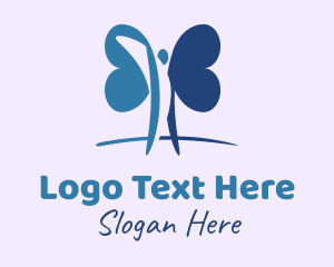 Stretch - Human Butterfly Wings logo design