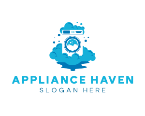 Washing Machine Bubbles Cleaner logo design