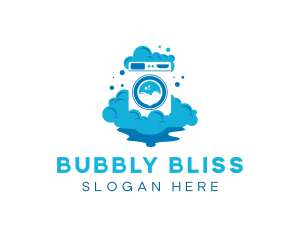 Washing Machine Bubbles Cleaner logo design