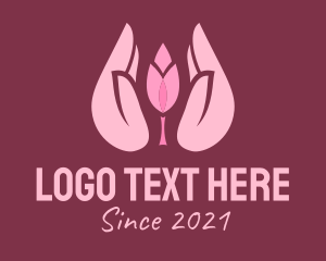 Hand Sanitizer - Pink Hand Tulip logo design