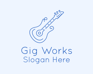 Gig - Electric Guitar Outline logo design