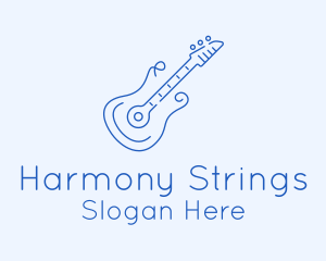 Strings - Electric Guitar Outline logo design