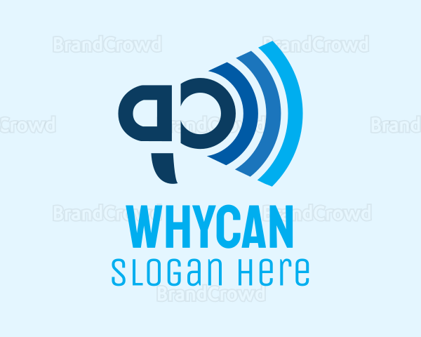 Blue Wifi Megaphone Logo