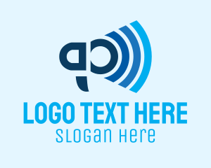 Audio App - Blue Wifi Megaphone logo design