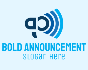 Announcement - Blue Wifi Megaphone logo design
