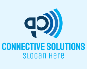 Communicate - Blue Wifi Megaphone logo design