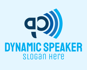 Speaker - Blue Wifi Megaphone logo design