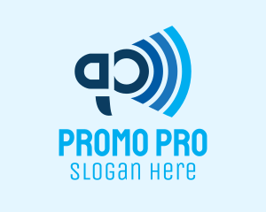 Promotion - Blue Wifi Megaphone logo design