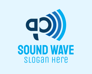 Volume - Blue Wifi Megaphone logo design