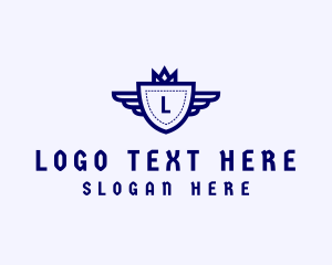 Shield - Crown Shield Wings logo design