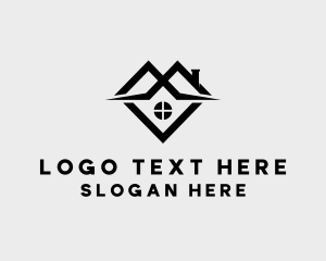 Apartment - Residential Home Roofing logo design