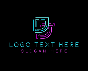Letter Dj - Neon DJ Studio logo design
