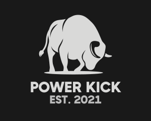 Kick - Strong Bison Bull Horn logo design