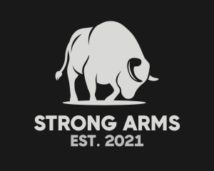 Strong Bison Bull Horn logo design