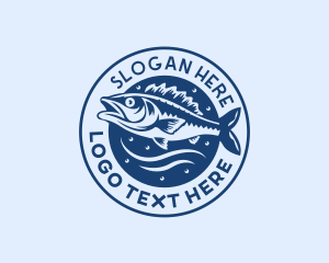 Fishery - Sea Bass Fisherman logo design