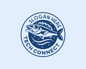 Fishery - Sea Bass Fisherman logo design