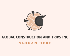 Circular Saw - Log Timber Chainsaw logo design