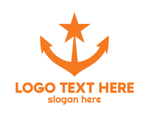 Ferry - Orange Star Anchor logo design