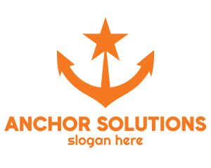 Orange Star Anchor logo design