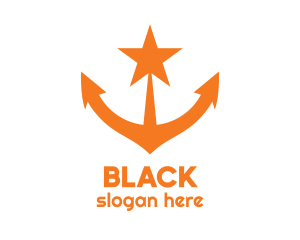 Maritime - Orange Star Anchor logo design