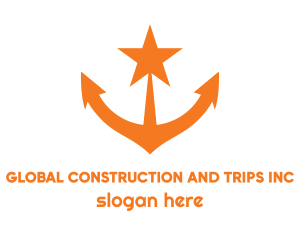 Marine - Orange Star Anchor logo design