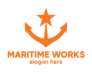 Orange Star Anchor logo design